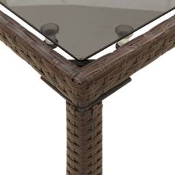 Berkfield Home Garden Table with Glass Top Brown 115x54x74 cm Poly Rattan - Size: 115 x 54 x 74 cm - thumbnail 8