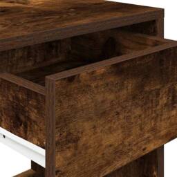 Berkfield Home Durable Bedside Cabinet with Drawer Smoked Oak 35x34x66.5 cm in Brown - thumbnail 8