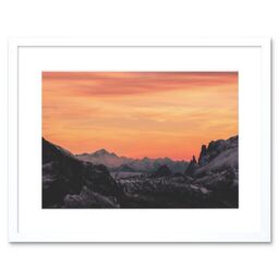 "Artery8 Wall Art Print Sunrise Snowy Mountains Framed in White - Size: W7"" x H9""" - thumbnail 1