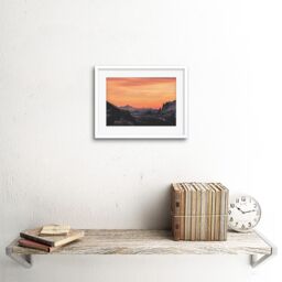"Artery8 Wall Art Print Sunrise Snowy Mountains Framed in White - Size: W7"" x H9""" - thumbnail 2