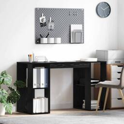 Berkfield Home Modern Black Oak Computer Desk Black Oak MDF Medium - thumbnail 2