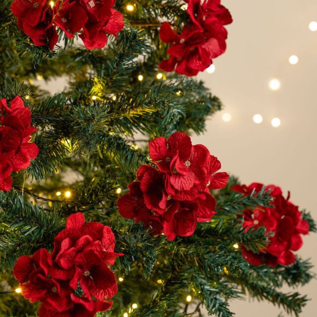 Scottish Everlastings Ltd Set of 6 Hydrangea Christmas Tree clips in Red - image 1