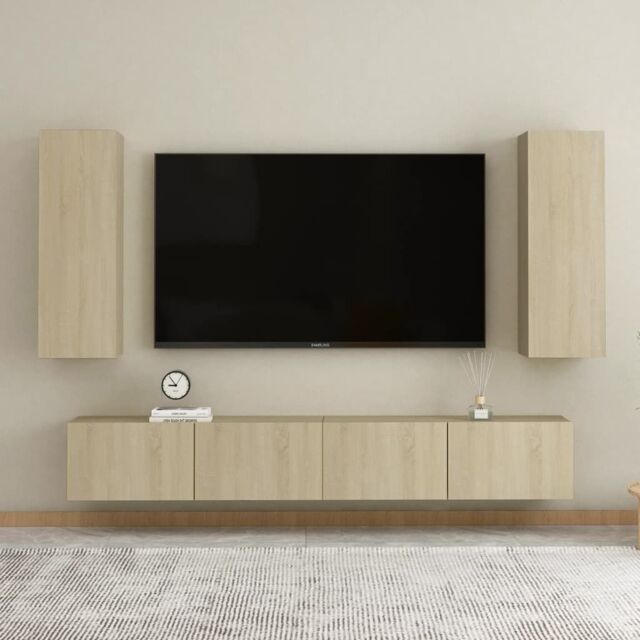Berkfield Home 4 Piece TV Cabinet Set Sonoma Oak Engineered Wood in Brown - image 1