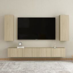 Berkfield Home 4 Piece TV Cabinet Set Sonoma Oak Engineered Wood in Brown - thumbnail 1