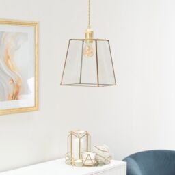 ValueLights Susie Glass Pendant Lantern Case Easy Fit Lamp Shade in Gold - thumbnail 4
