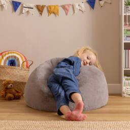 icon Kids Kingston Faux Fur Classic Bean Bag in Light Grey - Size: Medium - thumbnail 7