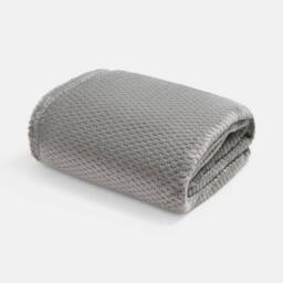 OHS Luxury Large Waffle Honeycomb Mink Warm Throw in Mid Grey - Size: 125 cm x 150 cm - thumbnail 3