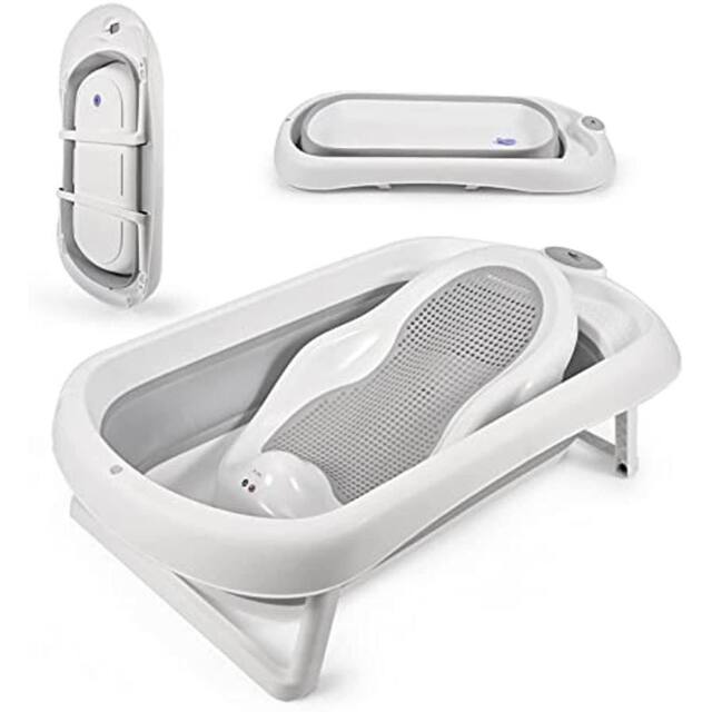 Fimous Foldable Baby Bath Tub Non-Slip Kids Bathing Shower for Toddler Child in White - image 1