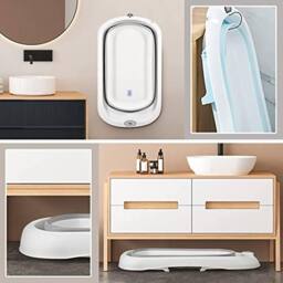 Fimous Foldable Baby Bath Tub Non-Slip Kids Bathing Shower for Toddler Child in White - thumbnail 5