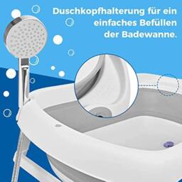 Fimous Foldable Baby Bath Tub Non-Slip Kids Bathing Shower for Toddler Child in White - thumbnail 4
