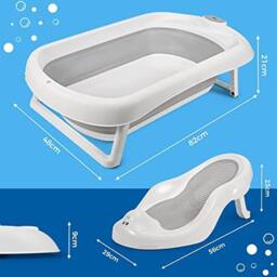 Fimous Foldable Baby Bath Tub Non-Slip Kids Bathing Shower for Toddler Child in White - thumbnail 2