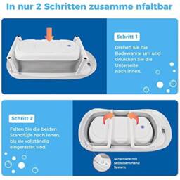 Fimous Foldable Baby Bath Tub Non-Slip Kids Bathing Shower for Toddler Child in White - thumbnail 6