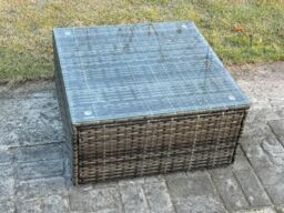 Fimous Wicker PE Outdoor Garden Furniture Set High Back Rattan Corner Sofa Set with Armchair Square Coffee Table in Dark Grey - thumbnail 5