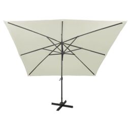 Berkfield Home Cantilever Umbrella with Pole & LED Lights Sand 300 cm in Beige - thumbnail 3