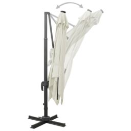 Berkfield Home Cantilever Umbrella with Pole & LED Lights Sand 300 cm in Beige - thumbnail 6