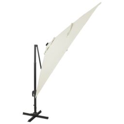 Berkfield Home Cantilever Umbrella with Pole & LED Lights Sand 300 cm in Beige - thumbnail 4