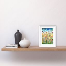 "Artery8 Wall Art Print Wildflower Meadow Folk Artwork Framed 9X7 Inch in White - Size: W7"" x H9""" - thumbnail 2