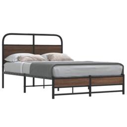 Berkfield Home Bed Frame without Mattress 120x200 cm Brown Oak Engineered Wood - Size: Small Double - thumbnail 2