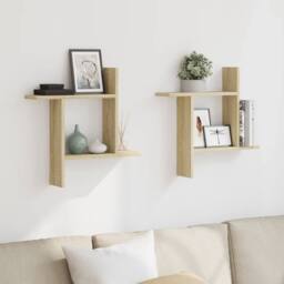 Berkfield Home Durable Wall Shelves 2 pcs Sonoma Oak 50x12x50 cm Engineered Wood in Light Tan - Size: 50 x 12 x 50 cm