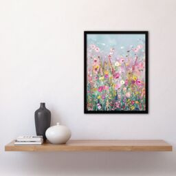 "Artery8 Delicate Wildflower Field Floral Painting Framed Art Print - Size: W12"" x H16""" - thumbnail 4