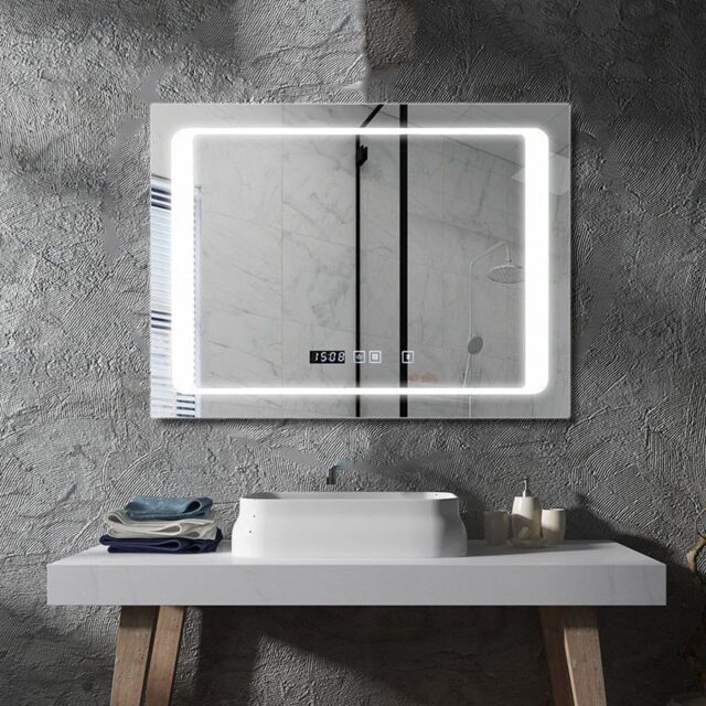 ENER-J LED Bathroom Mirror 800x600mm Bluetooth Speaker CCT Dimmable Illuminated Smart Vanity Wall Mounted Mirror in White - image 1