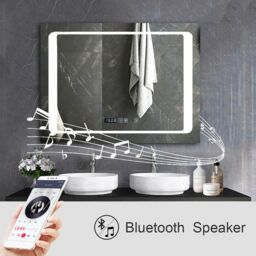 ENER-J LED Bathroom Mirror 800x600mm Bluetooth Speaker CCT Dimmable Illuminated Smart Vanity Wall Mounted Mirror in White - thumbnail 6
