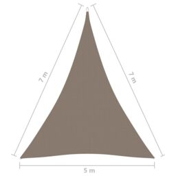 Berkfield Home Sunshade Sail Oxford Fabric Triangular 5x7x7 m Taupe in Beige - thumbnail 6