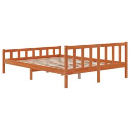 Berkfield Home Bed Frame with Headboard Wax Brown 150x200 cm King Size Solid Wood Pine - thumbnail 6