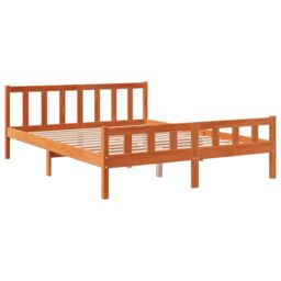 Berkfield Home Bed Frame with Headboard Wax Brown 150x200 cm King Size Solid Wood Pine - thumbnail 3