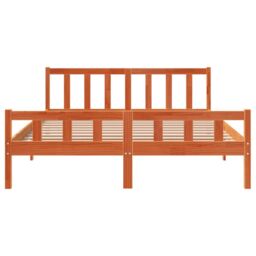 Berkfield Home Bed Frame with Headboard Wax Brown 150x200 cm King Size Solid Wood Pine - thumbnail 4