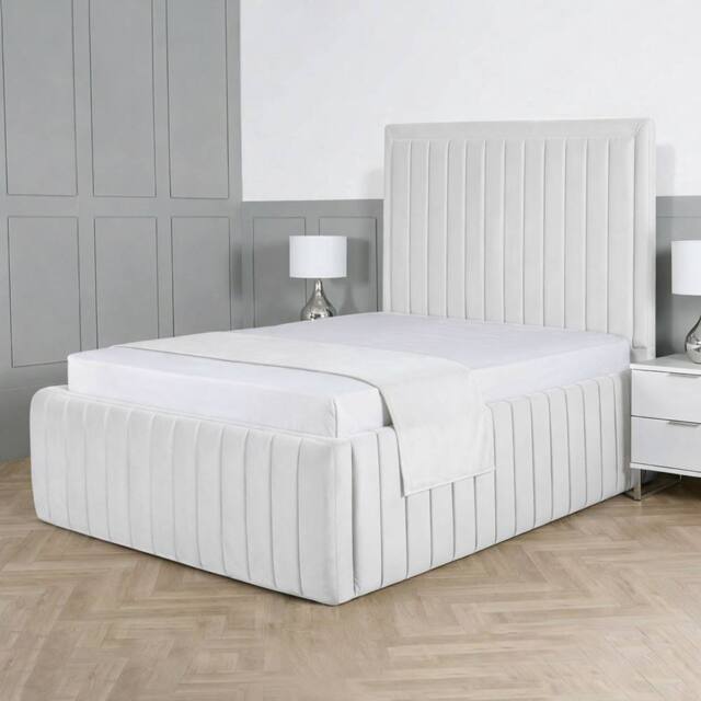 Living Comfort Bedz Saint Germain Plush Upholstered Bed Slatted Base - 48Inch Headboard in White - Size: Single - image 1