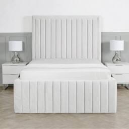 Living Comfort Bedz Saint Germain Plush Upholstered Bed Slatted Base - 48Inch Headboard in White - Size: Single - thumbnail 2