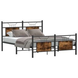 Berkfield Home Bed Frame without Mattress Smoked Oak 140x190 cm Engineered Wood in Brown - thumbnail 3