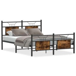 Berkfield Home Bed Frame without Mattress Smoked Oak 140x190 cm Engineered Wood in Brown - thumbnail 2