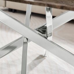 FurnitureboxUK Leonardo Rectangular Marble Effect Glass Top Coffee Table With Silver Metal Starburst Legs in Grey - thumbnail 5