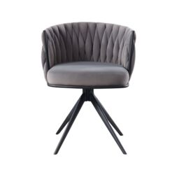 Home Source Elegant Round Back Grey Velvet Accent Chair Plush Modern Home Décor - thumbnail 6
