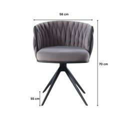 Home Source Elegant Round Back Grey Velvet Accent Chair Plush Modern Home Décor - thumbnail 7