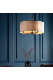 Netlighting Daley Multi Arm Cylindrical Pendant Light Antique Bronze Plate Marble Fabric in Brown - thumbnail 2