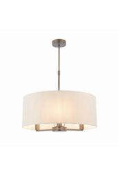 Netlighting Daley Multi Arm Cylindrical Pendant Light Antique Bronze Plate Marble Fabric in Brown