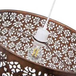Happy Homewares Moroccan Designed Large Bronze Metal Pendant Shade with Floral Decor - Size: 16 inches - thumbnail 5