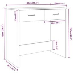 Berkfield Home Desk Brown Oak 80x40x75 cm Engineered Wood - Size: 80 x 40 x 75 cm - thumbnail 7