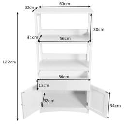 Kelvenix Bathroom Floor Cabinet Wooden Tall Storage in White - thumbnail 2