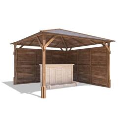 Dunster House Garden Bar Gazebo Heavy Duty with Log Bar 3m x 3m - Utopia in Brown - thumbnail 1