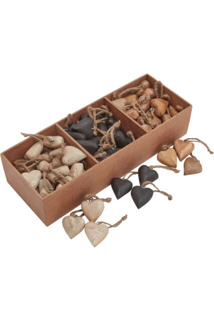 Hill Interiors Wooden Heart Hanging Ornament (Pack of 90) in Brown - image 1