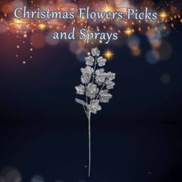 VFM e-Store Christmas Long Stem with Glitter Decoration 65cm x 20cm Silver X 1 - Size: 65 cm x 20 cm - thumbnail 3