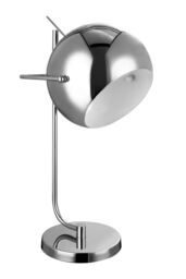 Orsina Chrome & White Interior Table Lamp, Polished Chrome Stem With Glossy Dome Shade, Luxe Bedside or Desk Lamp in Silver - thumbnail 1