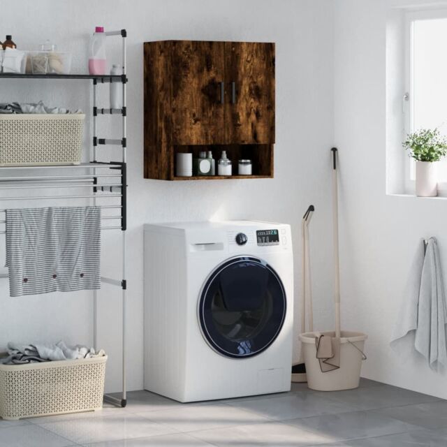 Berkfield Home Wall Cabinet Smoked Oak 60x31x70 cm Engineered Wood in Brown - Size: 60 x 31 x 70 cm - image 1
