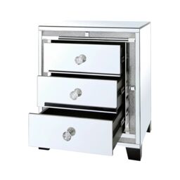 Interior Emporium Ltd Valencia Mirrored Bedside Table - 3 Drawers - Crushed Diamond Finish - Pre-Assembled in Grey - thumbnail 6
