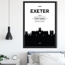 ARTZE Exeter Black & White City Skyline Framed Print SIZE: A3 with Black Frame - Size: A4 - thumbnail 2