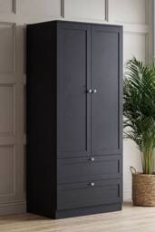 Home Discount Vida Designs Altino 2 Door 2 Drawer Wardrobe Storage Bedroom Furniture in Black - thumbnail 1